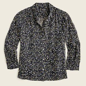 🎄 J. Crew Sheer silk chiffon button-up top in starry sky print